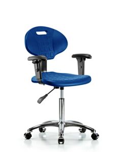 Neta ECOM Core Industrial Blue Polyurethane Medium Bench Height Chair In Chrome