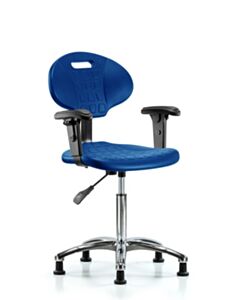 Neta ECOM Core Industrial Blue Polyurethane Medium Bench Height Chair In Chrome