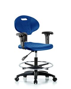 Neta ECOM Core Industrial Blue Polyurethane Medium Bench Height Chair, Adjustable