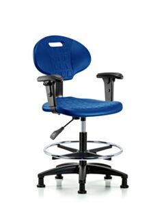 Neta ECOM Core Industrial Blue Polyurethane Medium Bench Height Chair, Adjustable