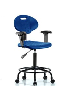 Neta ECOM Core Industrial Blue Polyurethane Medium Bench Height Chair With Round Tube Base