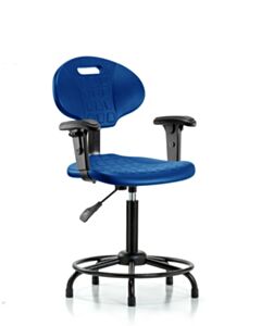 Neta ECOM Core Industrial Blue Polyurethane Medium Bench Height Chair With Round Tube Base