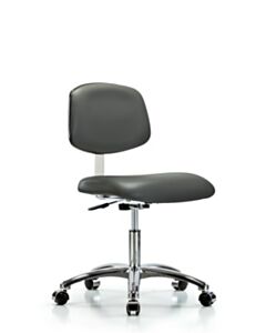 Neta ECOM Class 10 Clean Room Vinyl Desk Height Chair In Chrome