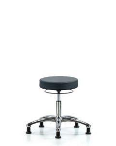 Neta ECOM Vinyl Desk Height Stool In Chrome Adjustable From 18.25-23.25 Inches
