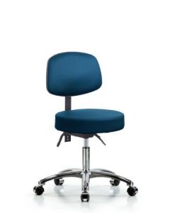 Neta ECOM Vinyl Desk Height Stool With Back In Chrome
