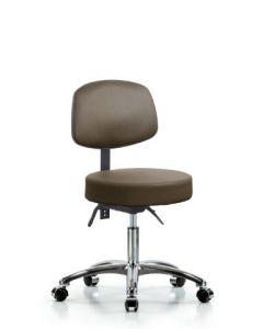 Neta ECOM Vinyl Desk Height Stool With Back In Chrome