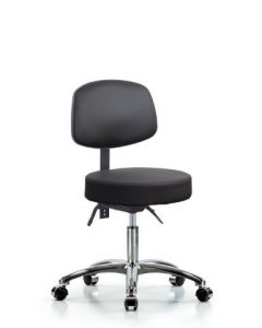 Neta ECOM Vinyl Desk Height Stool With Back In Chrome