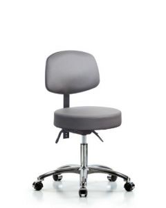 Neta ECOM Vinyl Desk Height Stool With Back In Chrome, Adjustable