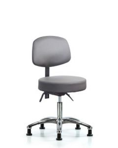 Neta ECOM Vinyl Desk Height Stool With Back In Chrome, Adjustable