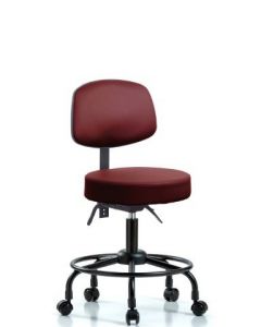 Neta ECOM Vinyl Desk Height Stool With Back & Round Tube Base