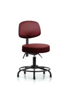 Neta ECOM Vinyl Desk Height Stool With Back & Round Tube Base