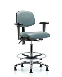 Neta ECOM Vinyl High Bench Height Chair In Chrome Adjustable