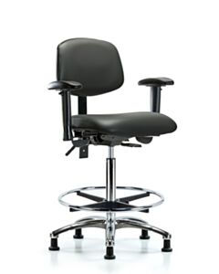 Neta ECOM Vinyl High Bench Height Chair In Chrome Adjustable
