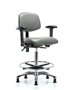 Neta ECOM Vinyl High Bench Height Chair In Chrome Adjustable
