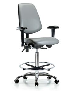 Neta ECOM Vinyl High Bench Height Chair With Medium Back In Chrome