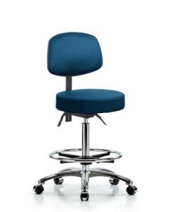 Neta ECOM Vinyl High Bench Height Stool With Back In Chrome