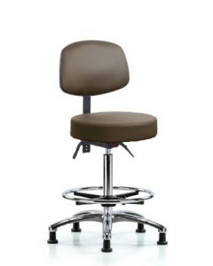 Neta ECOM Vinyl High Bench Height Stool With Back In Chrome