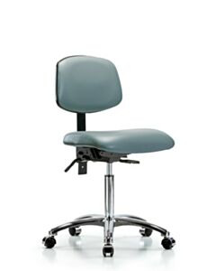 Neta ECOM Vinyl Medium Bench Height Chair In Chrome, Adjustable