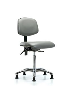 Neta ECOM Vinyl Medium Bench Height Chair In Chrome, Adjustable
