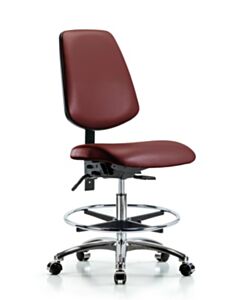 Neta ECOM Vinyl Medium Bench Height Chair With Medium Back In Chrome