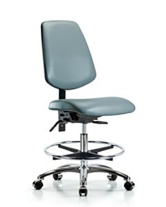Neta ECOM Vinyl Medium Bench Height Chair With Medium Back In Chrome