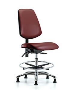 Neta ECOM Vinyl Medium Bench Height Chair With Medium Back In Chrome