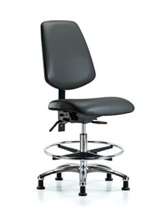 Neta ECOM Vinyl Medium Bench Height Chair With Medium Back In Chrome