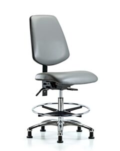 Neta ECOM Vinyl Medium Bench Height Chair With Medium Back In Chrome
