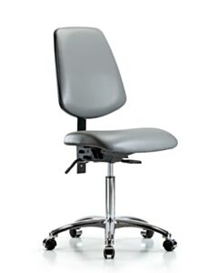 Neta ECOM Vinyl Medium Bench Height Chair With Medium Back In Chrome