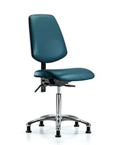 Neta ECOM Vinyl Medium Bench Height Chair With Medium Back In Chrome