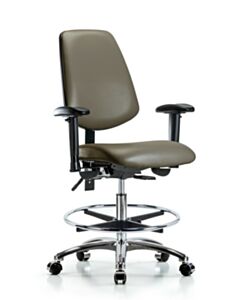 Neta ECOM Vinyl Medium Bench Height Chair With Medium Back In Chrome