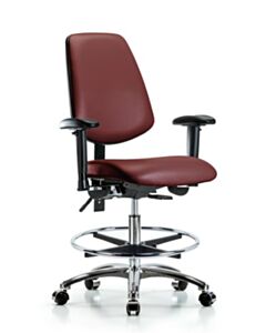 Neta ECOM Vinyl Medium Bench Height Chair With Medium Back In Chrome