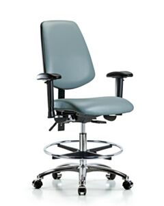 Neta ECOM Vinyl Medium Bench Height Chair With Medium Back In Chrome
