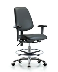 Neta ECOM Vinyl Medium Bench Height Chair With Medium Back In Chrome