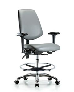 Neta ECOM Vinyl Medium Bench Height Chair With Medium Back In Chrome