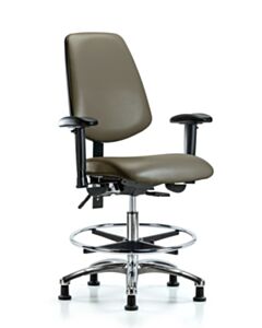 Neta ECOM Vinyl Medium Bench Height Chair With Medium Back In Chrome