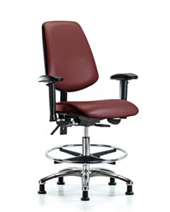 Neta ECOM Vinyl Medium Bench Height Chair With Medium Back In Chrome