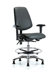 Neta ECOM Vinyl Medium Bench Height Chair With Medium Back In Chrome