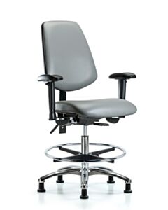 Neta ECOM Vinyl Medium Bench Height Chair With Medium Back In Chrome