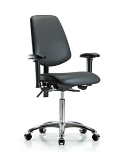 Neta ECOM Vinyl Medium Bench Height Chair With Medium Back In Chrome