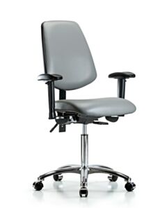 Neta ECOM Vinyl Medium Bench Height Chair With Medium Back In Chrome
