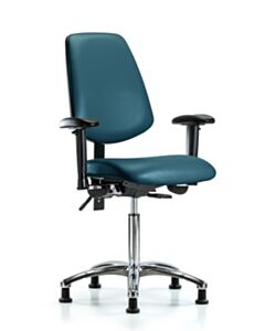 Neta ECOM Vinyl Medium Bench Height Chair With Medium Back In Chrome