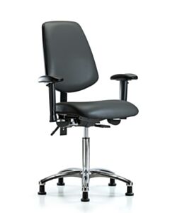 Neta ECOM Vinyl Medium Bench Height Chair With Medium Back In Chrome