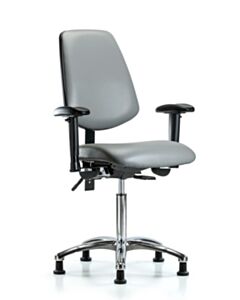 Neta ECOM Vinyl Medium Bench Height Chair With Medium Back In Chrome