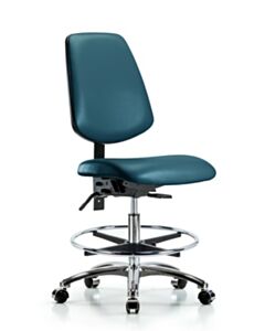 Neta ECOM Vinyl Medium Bench Height Chair With Medium Back In Chrome