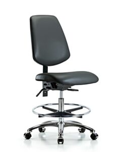 Neta ECOM Vinyl Medium Bench Height Chair With Medium Back In Chrome