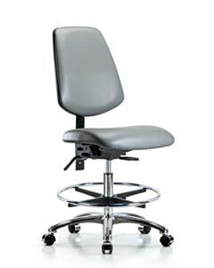 Neta ECOM Vinyl Medium Bench Height Chair With Medium Back In Chrome
