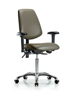 Neta ECOM Vinyl Medium Bench Height Chair With Medium Back In Chrome