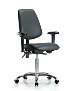 Neta ECOM Vinyl Medium Bench Height Chair With Medium Back In Chrome