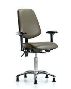 Neta ECOM Vinyl Medium Bench Height Chair With Medium Back In Chrome